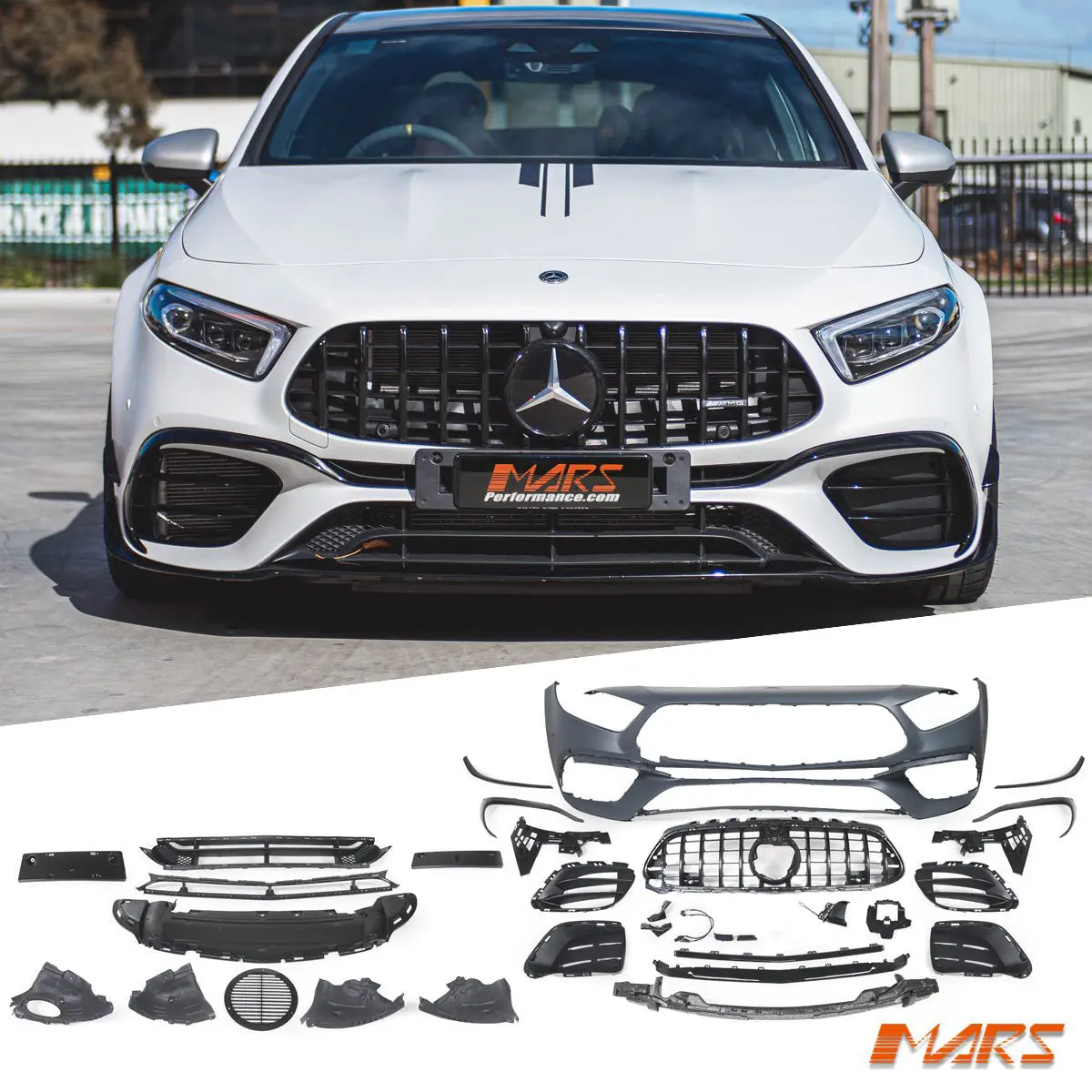 Completed Front Bumper Bar With Grill & Canards For Mercedes-Benz Genuine A45 A45s Amg W177 Hatch 2018-2024 1
