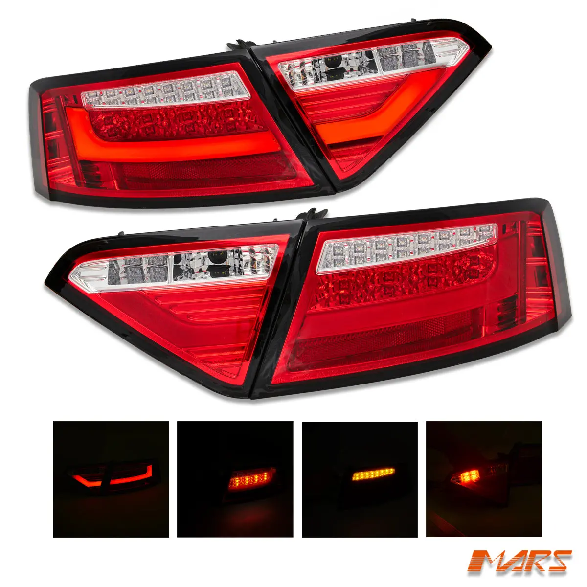 (Replace Stock Led Lights) Clear Red 3D Led Stripe Tail Lights For Audi A5 8T 2009-2012 Pre Update Models 1