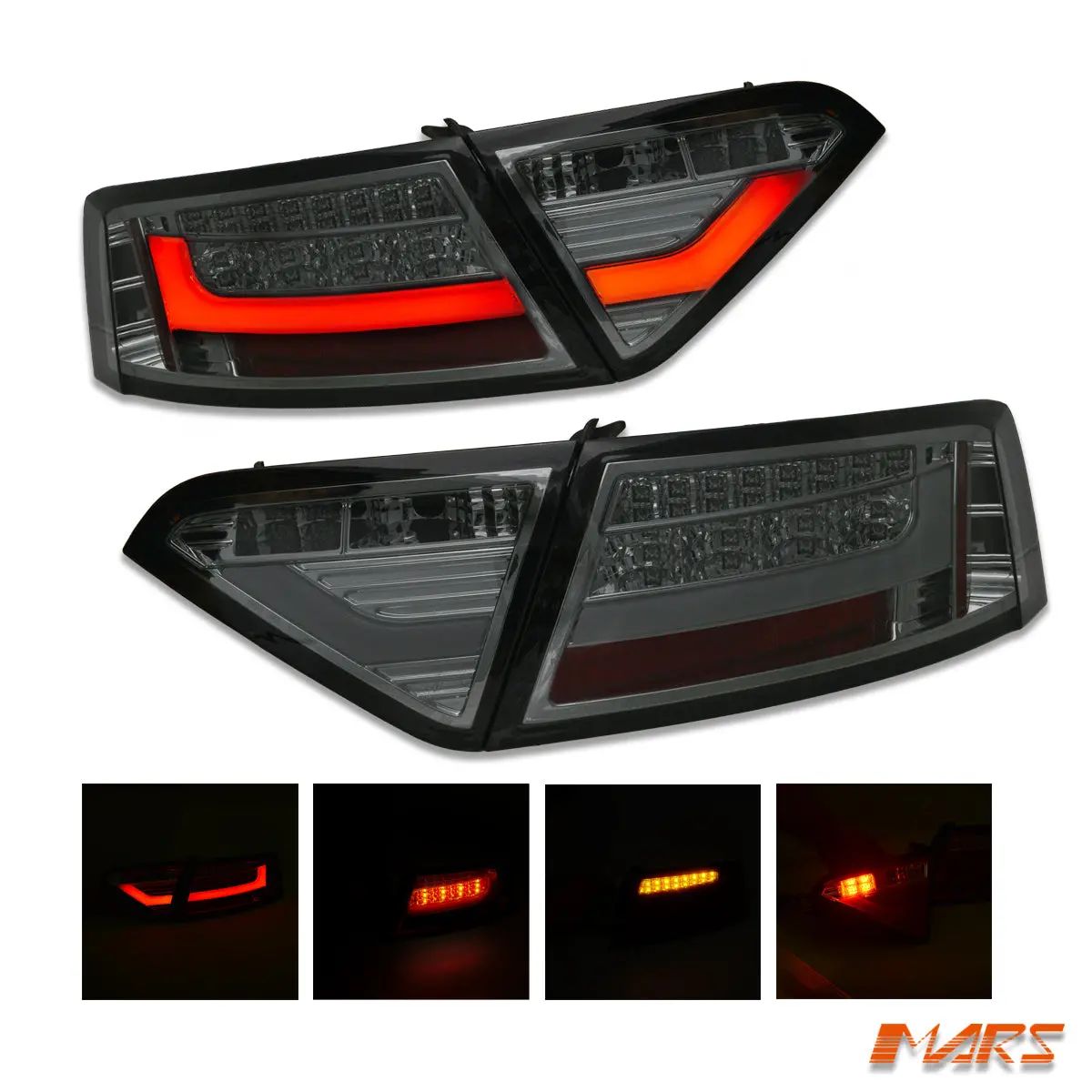 (Replace Stock Led Lights) Full Smoked 3D Led Stripe Tail Lights For Audi A5 8T 2009-2012 Pre Update Models 1