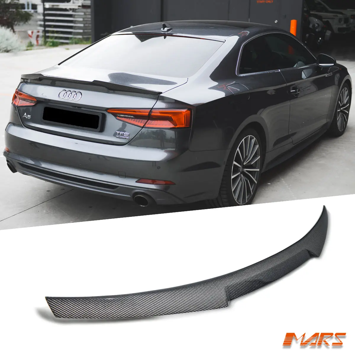 Flokraft Carbon Fibre Rear Trunk Lip Spoiler Wing Bodykit For Audi A5 S5 F5 2016-2024 Coupe 1