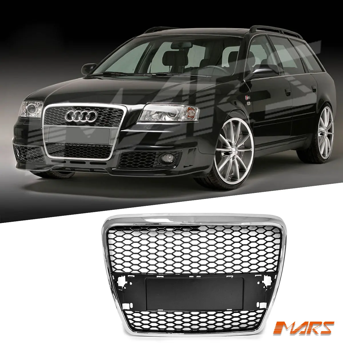 Rs6 Honeycomb Style Front Bumper Bar Grille Grill Bodykit For Audi A6 4F C6 2004-2011 1