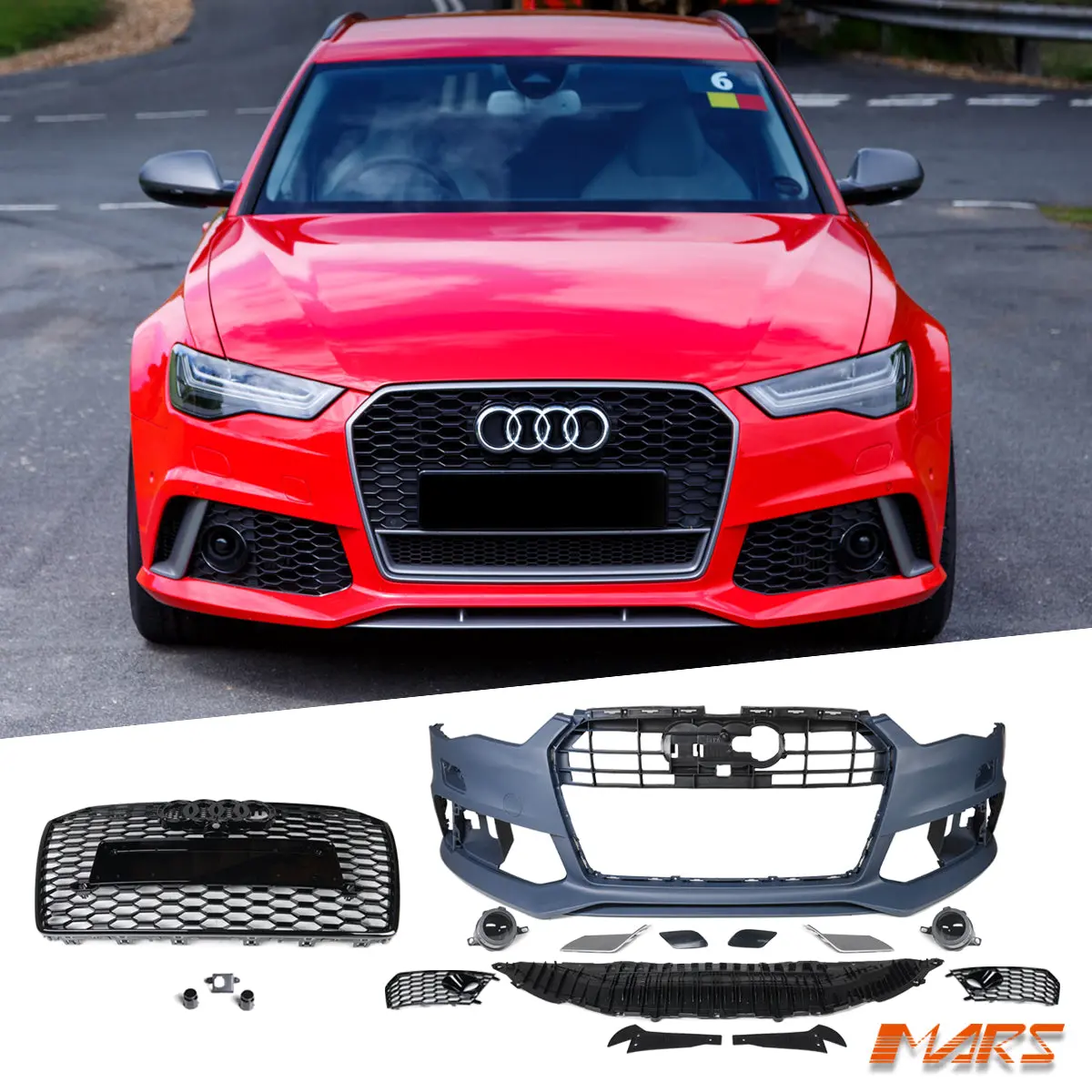 Rs6 Style Front Bumper Bar Bodykit With Grill Grille For Audi A6 S6 C7 2015-2017, Update Facelift 1