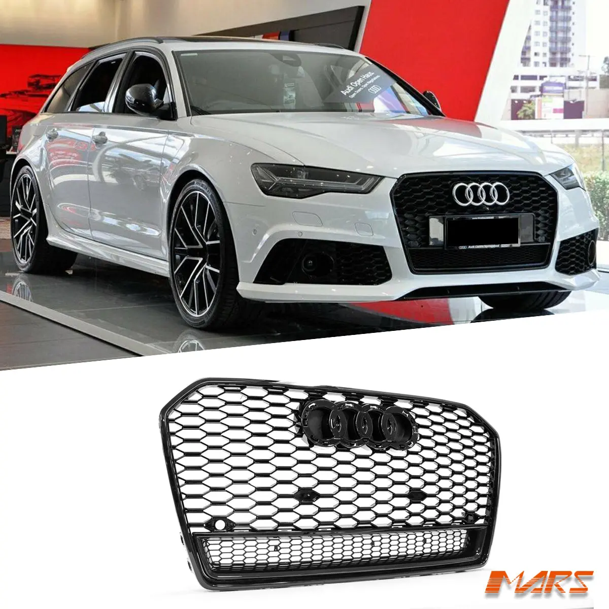 Gloss Black Quattro Rs6 Style Front Bumper Bar Grille Grill Bodykit For Audi A6 C7 2015-2017 1