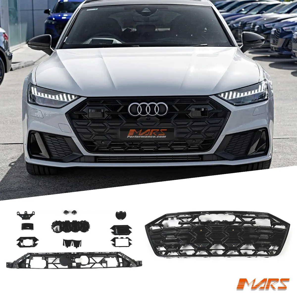 Gloss Blac My24 S7 Style Front Bumper Bar Grille Grill Bodykit For Audi S7 & A7 S-Line 4K 2019–2024 1