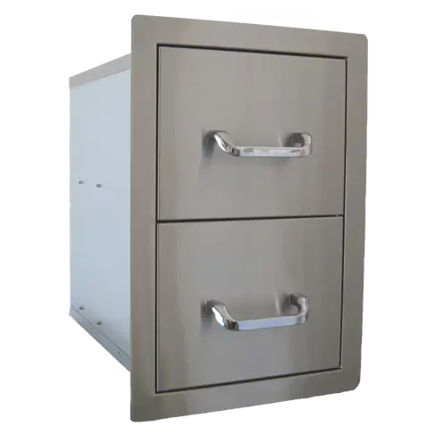 Stainless Steel Double Storage Drawer Bs24200 1