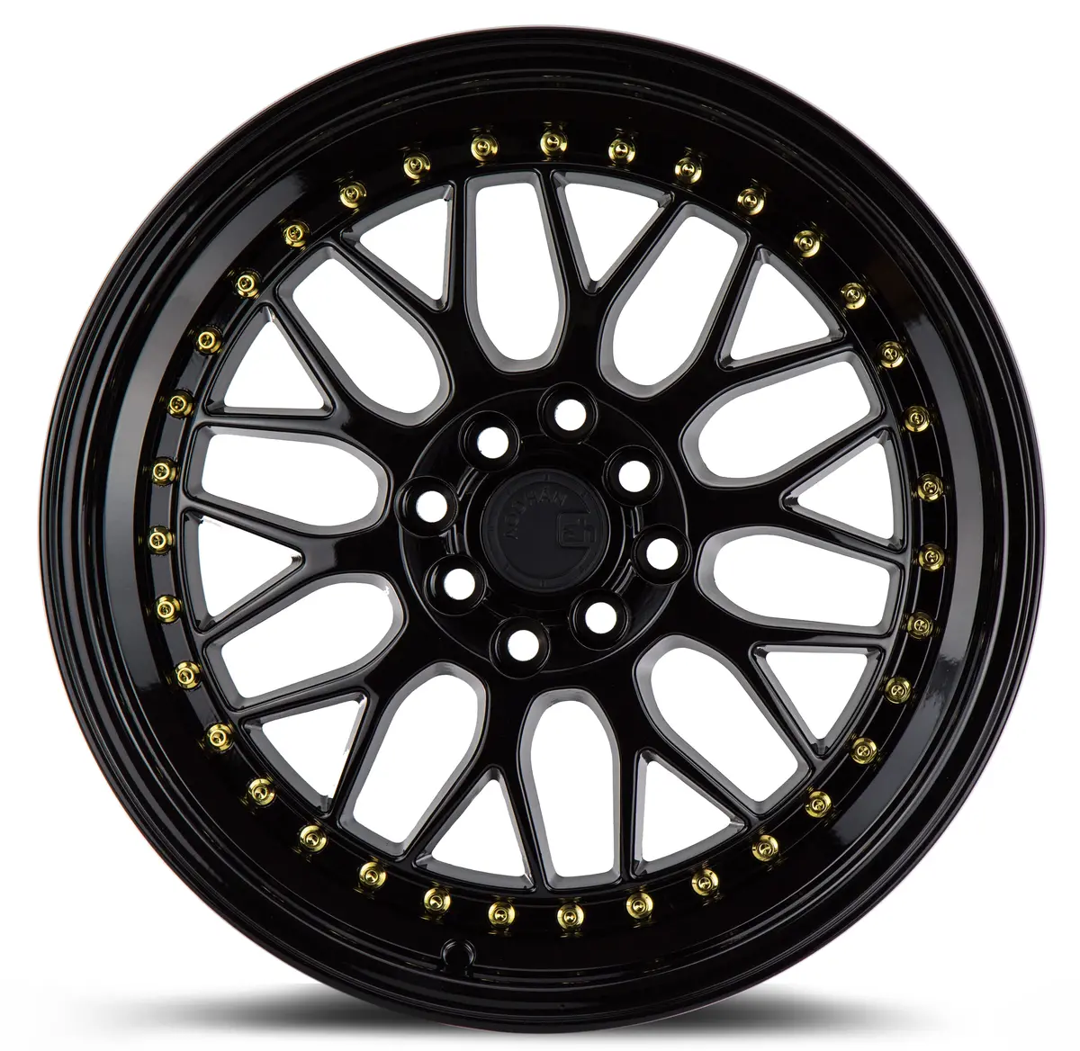 Aodhan Wheels Ah02 Gloss Black Gold Rivet 2