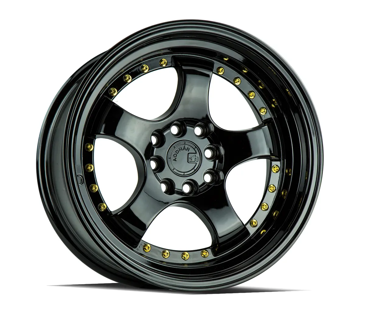 Aodhan Wheels Ah03 Gloss Black Gold Rivets 1