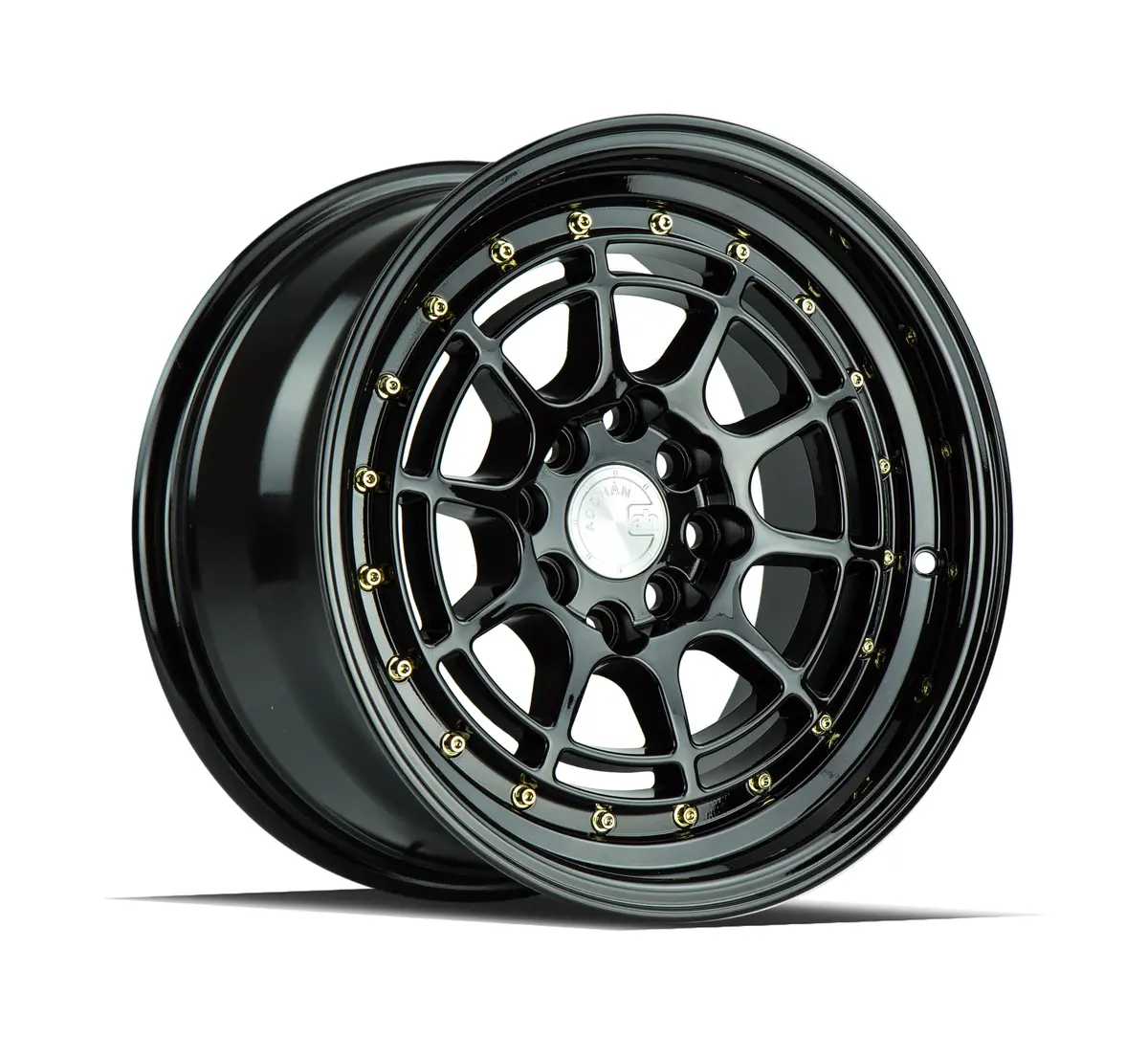 Aodhan Wheels Ah04 Gloss Black Gold Rivets 1