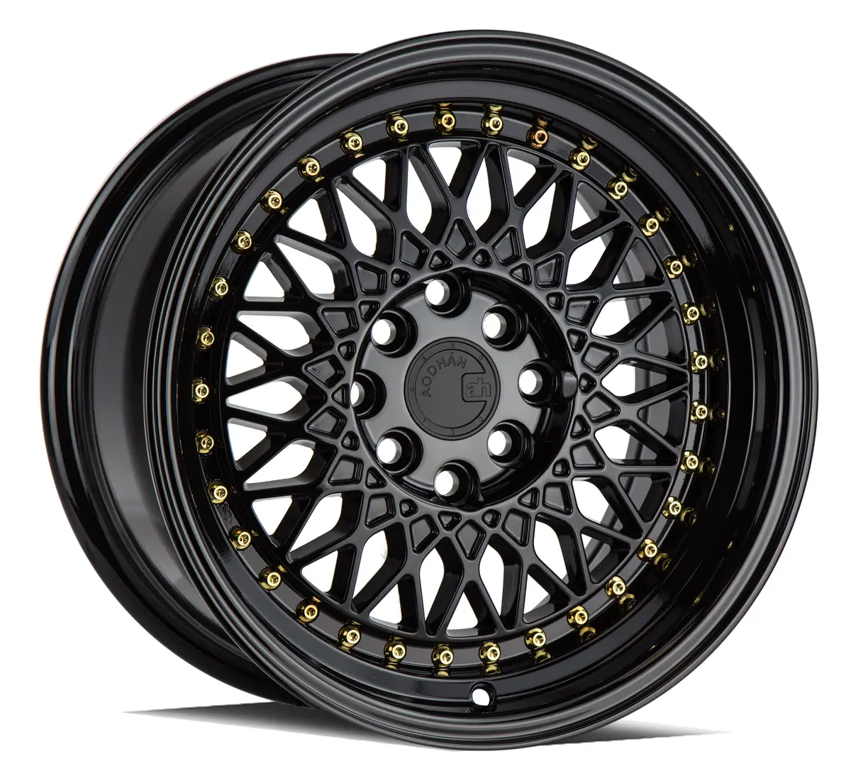 Aodhan Wheels Ah05 Gloss Black Gold Rivets 1