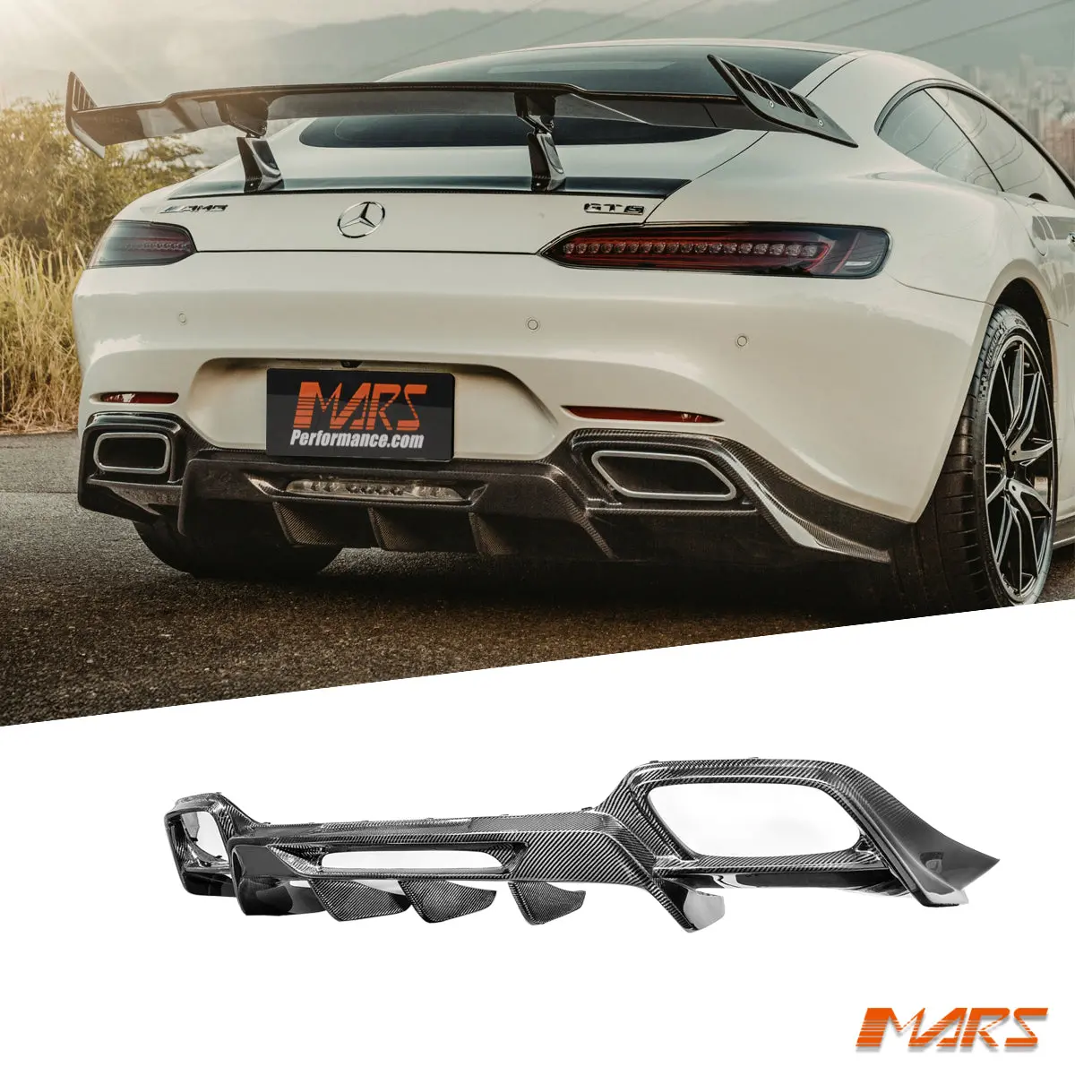 Renntech Style Carbon Fibre Rear Bumper Bar Diffuser Bodykit For Mercedes-Benz Amg Gt Gt-S Gt-C C190 R190 2016-2021 1