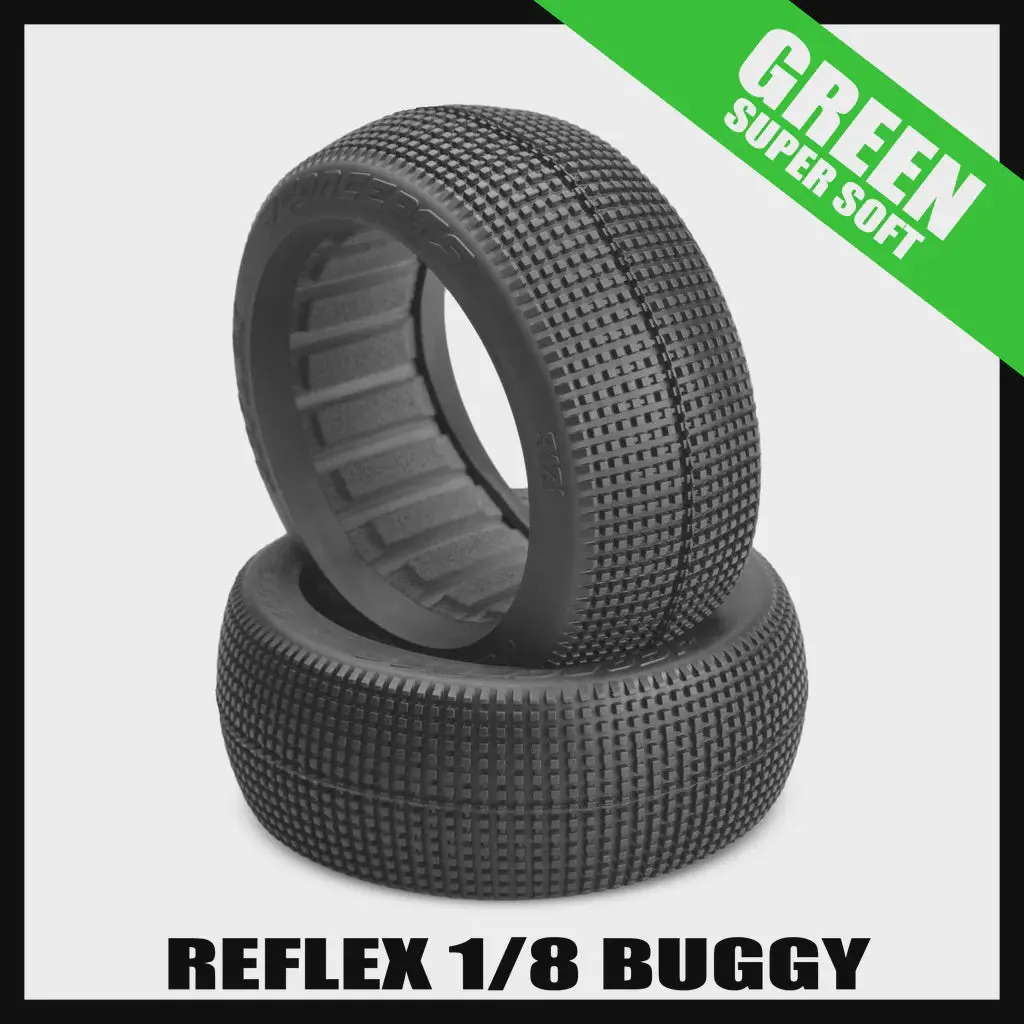Jconcepts 3121-02 Reflex 1/8 Buggy Tires (2) - Green (Supersoft) 1