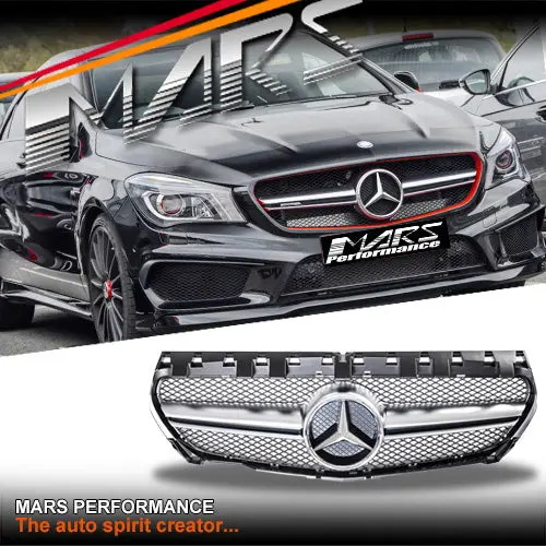 Amg Cla45 Style Chrome Black Front Bumper Bar Grille Grill For Mercedes-Benz Cla-Class X117 C117 1