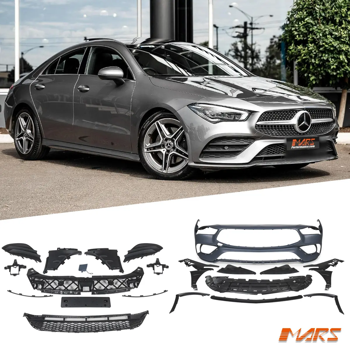 Completed Oe Style Front Bumper Bar For Mercedes-Benz Cla-Class C118 Cla200 Cla250 2019-2023 1