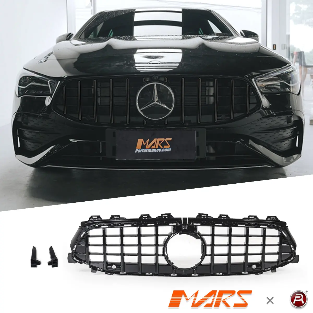 Gloss Black Panamericana Cla45 Style Front Bumper Bar Grille Grill Bodykit For Mercedes-Benz Cla-Class W118 C118 & Cla35 Amg 2024-2025 Update 1