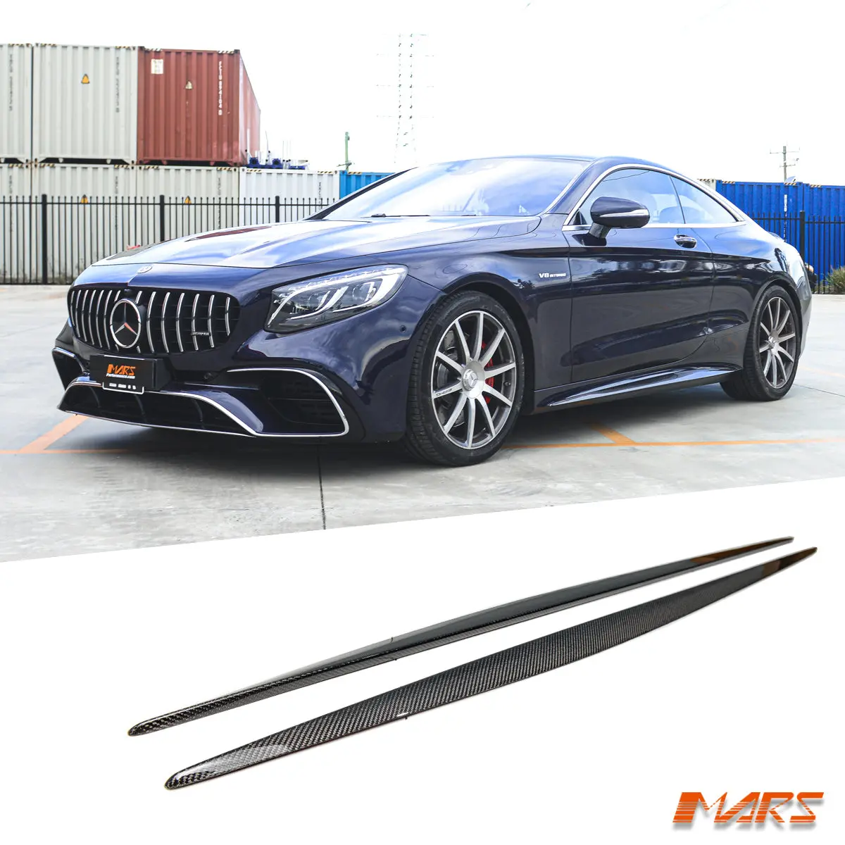 Flokraft Carbon Side Skirts Lip Spoiler Bodykit Covers For Mercedes-Benz S-Class C217 Coupe Amg Pack & S63 2016-2021 1