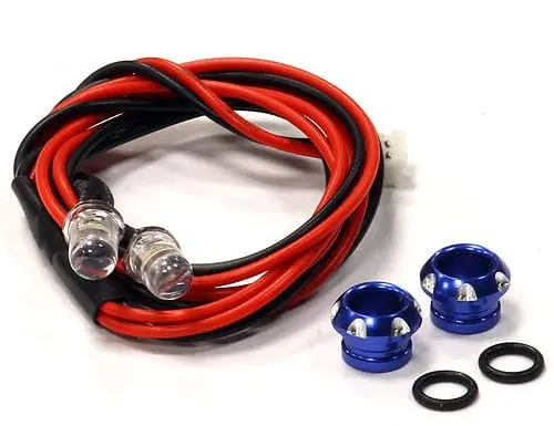 C24386blue Billet Machined Alloy Led Holder Set 5Mm Size + (2) White Led Light 1