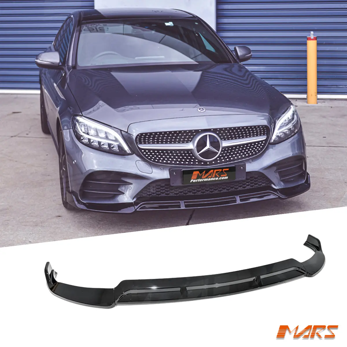Gloss Black Brabus Style Front Lip Spoiler Bodykit For Mercedes-Benz C-Class C205 S205 W205 Amg Bumper Bar & C43 2019-2022 1