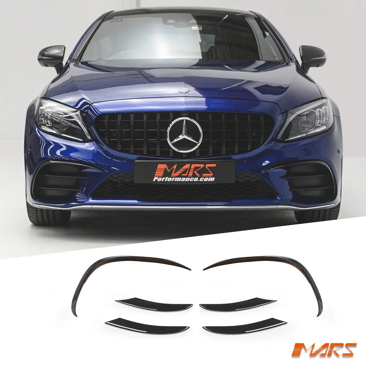Gloss Black Front Bumper Side Upper Blade Canards Spoiler Bodykit For Mercedes-Benz C-Class C205 S205 W205 Amg Package & C43 2019-2021 1