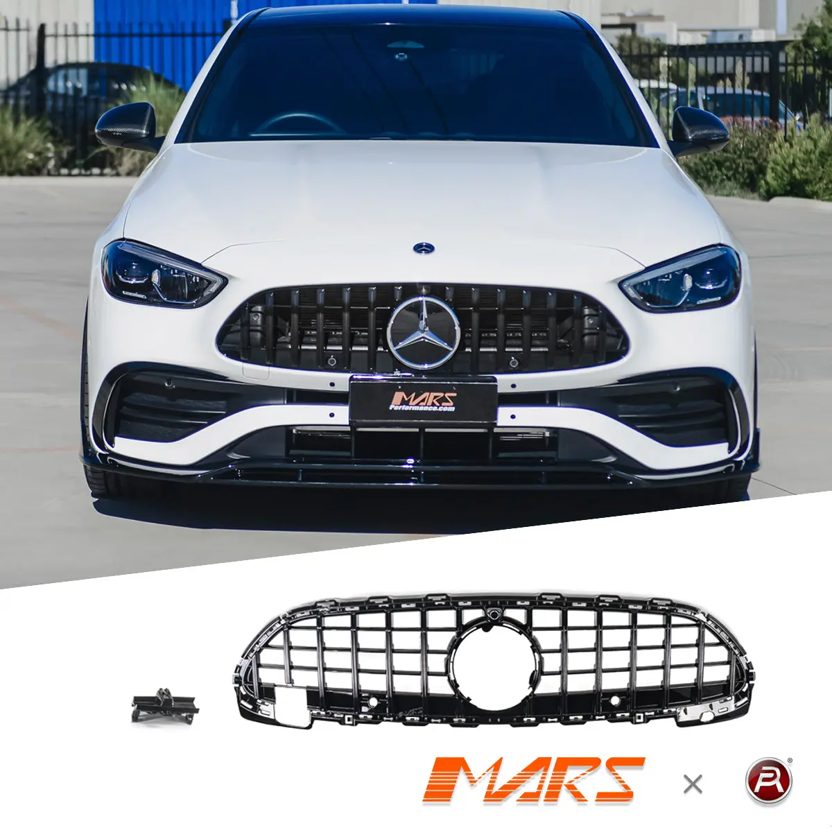 Gloss Black Panamericana C63 Style Front Grille Grill Bodykit For Mercedes-Benz C-Class W206 With Sport Bumper Bar & C43 Amg 2022+ 1