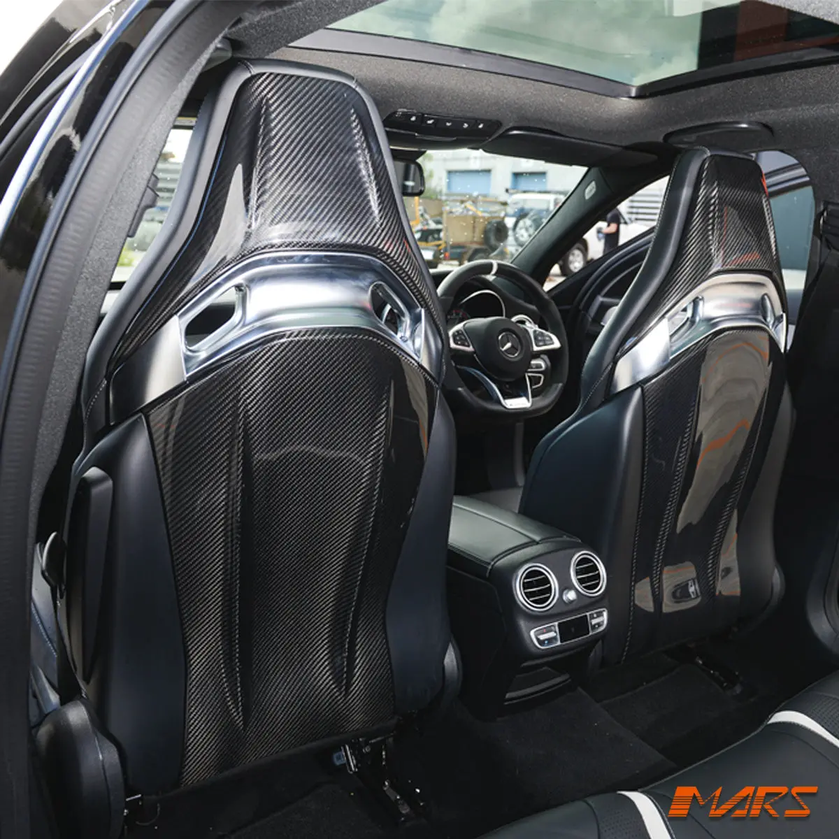 Flokraft Dry Carbon Fibre Back Seat Shell Covers For W205 C63 C43 W176 A45 W117 Cla45 X156 Gla45 W213 E63 & Amg Gt 1