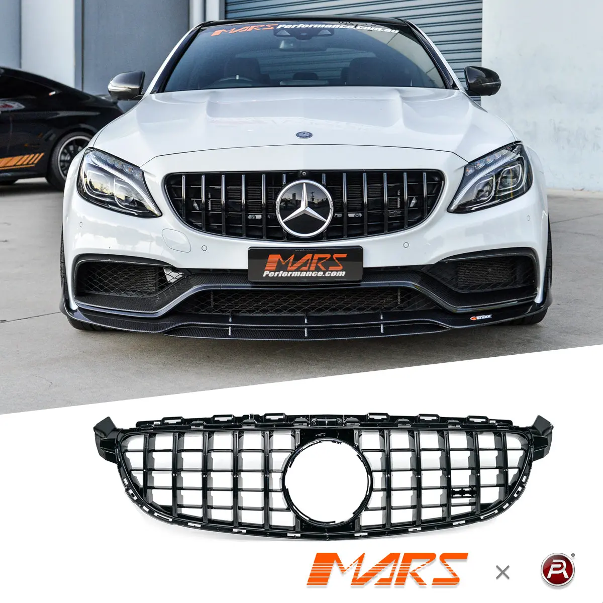 Gloss Black Amg Panamericana Style Front Bumper Bar Grille Grill Bodykit For Mercedes-Benz Amg C63 C63-S W205 C205 S205 A205 M15-My18 1