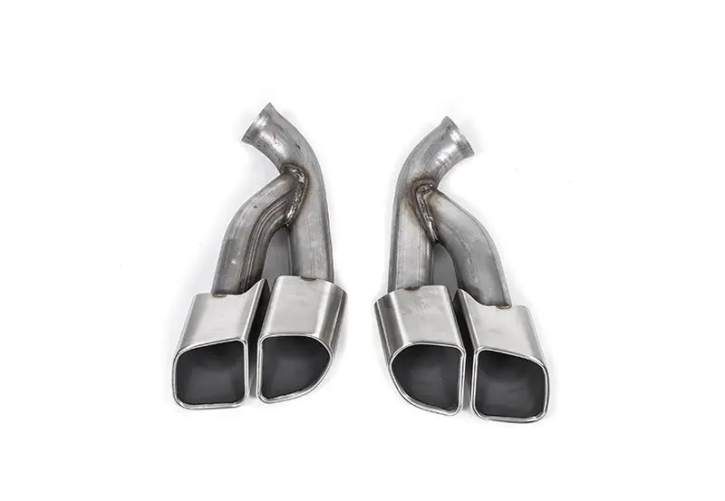 Silver Square Twin Outlet Exhaust Muffler Tips For Porsche Cayenne 958 92A Models 2015-2018 1