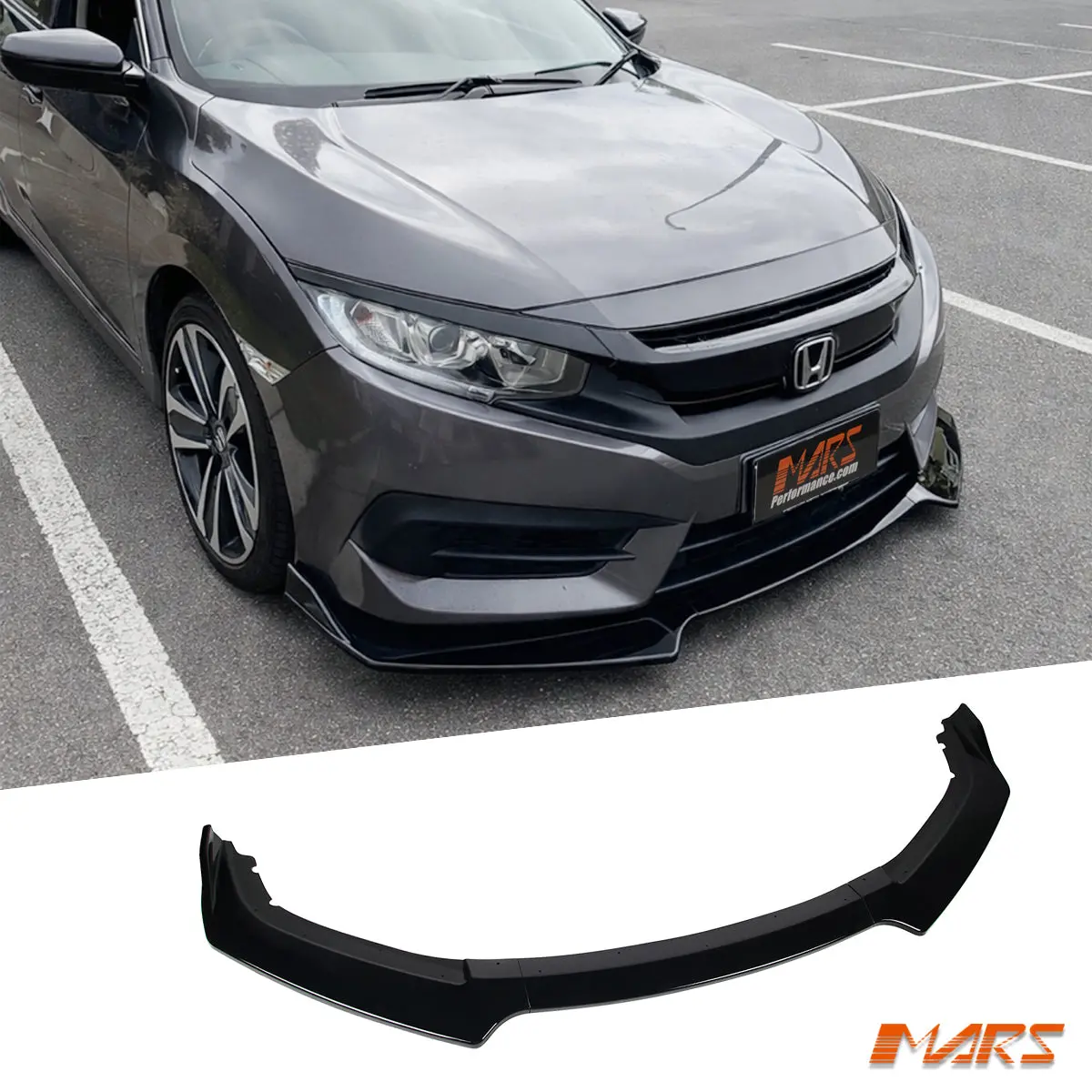 Floaro Gloss Black Front Bumper Bar Lower Lip Spoiler Bodykit For Honda Civic Sedan Vti 2016-2018 1