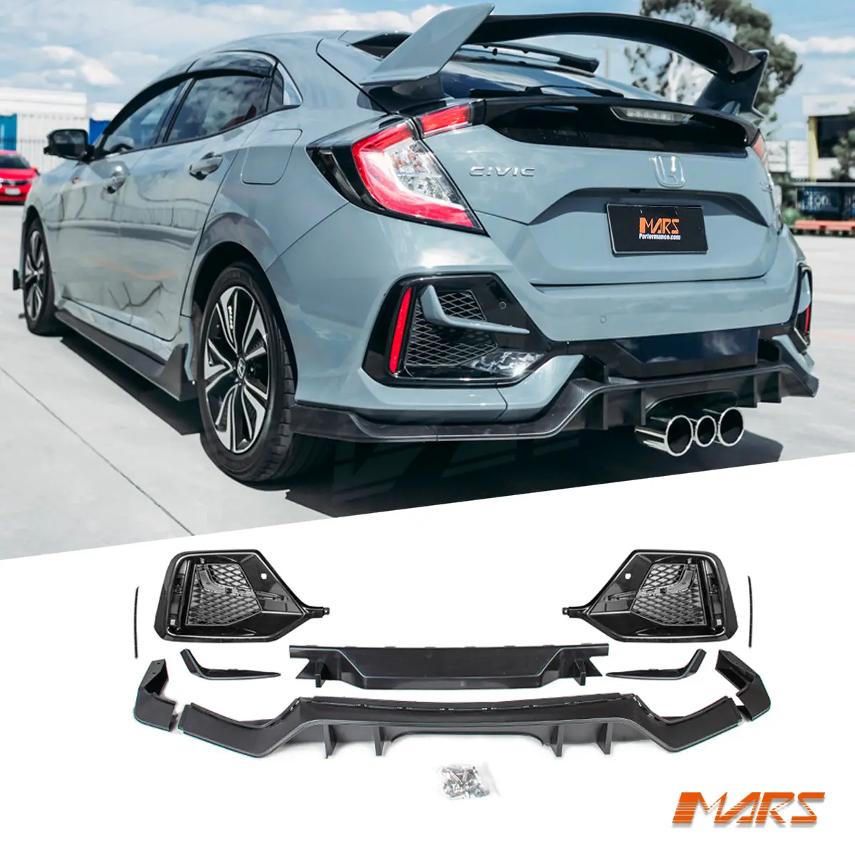 Type-R Style Rear Bumper Bar Bodykit For Honda Civic Fc Hatch 2016-2021 1
