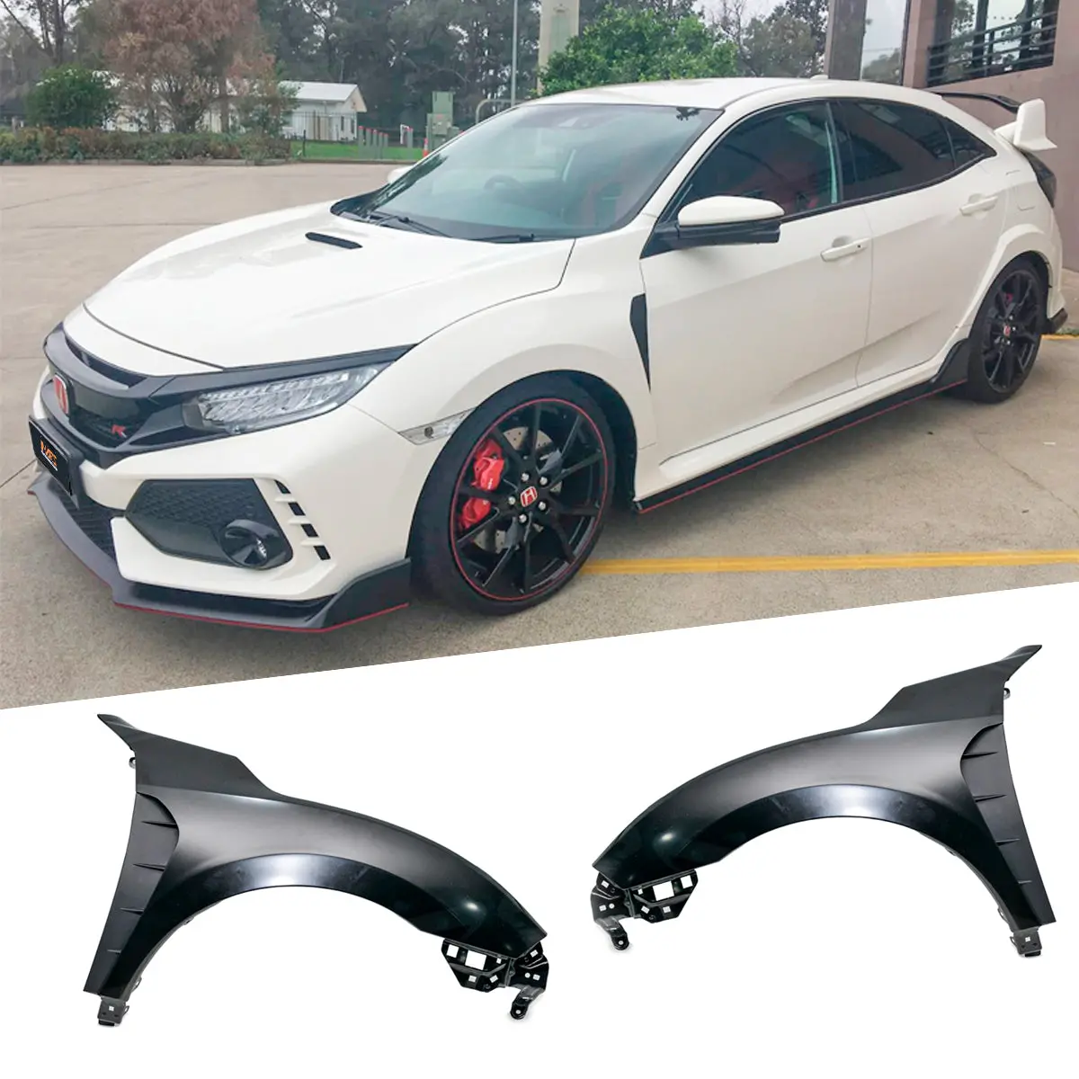 Metal Type-R Style Bodykit Side Fender Guards With Air Vent For Honda Civic X Sedan & Hatch 2016-2021 1