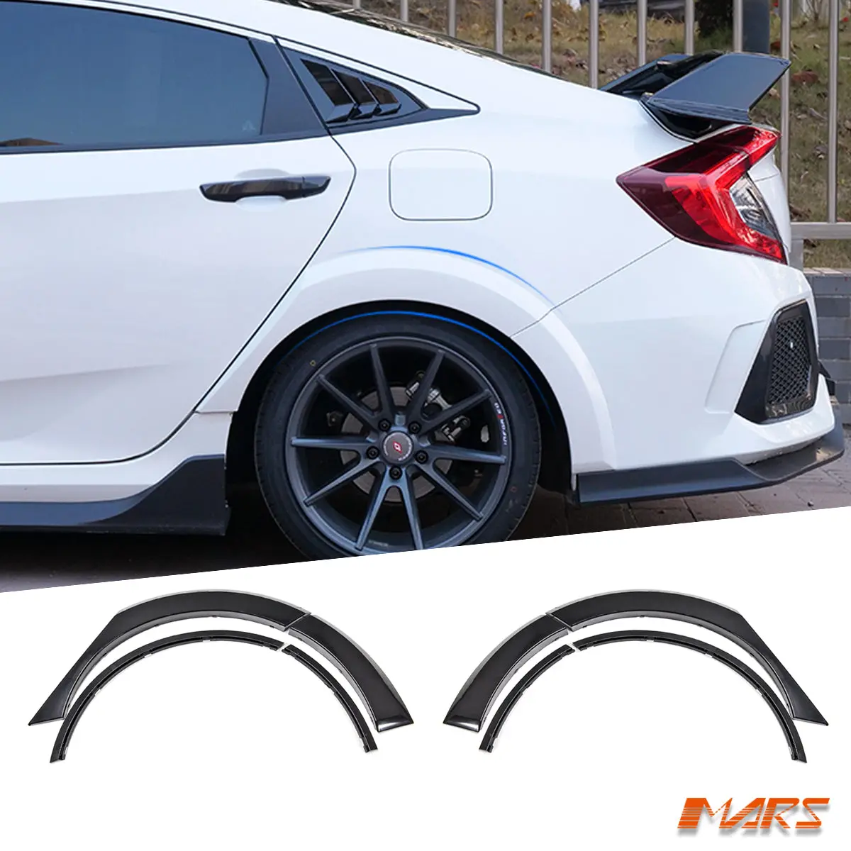 Type R Style Rear Fender Guard Wheel Arch Flares Bodykit For Honda Civic Fc Sedan Bodykits 2016-2021 1