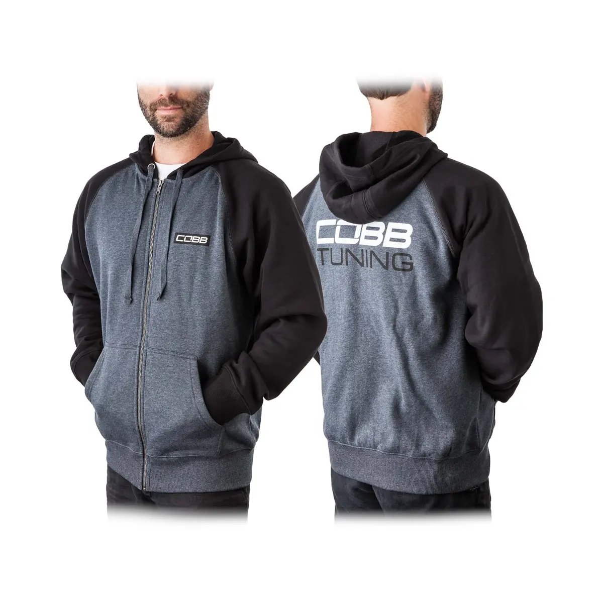 Cobb Tuning Logo Grey/Black Full-Zip Hoodie 1