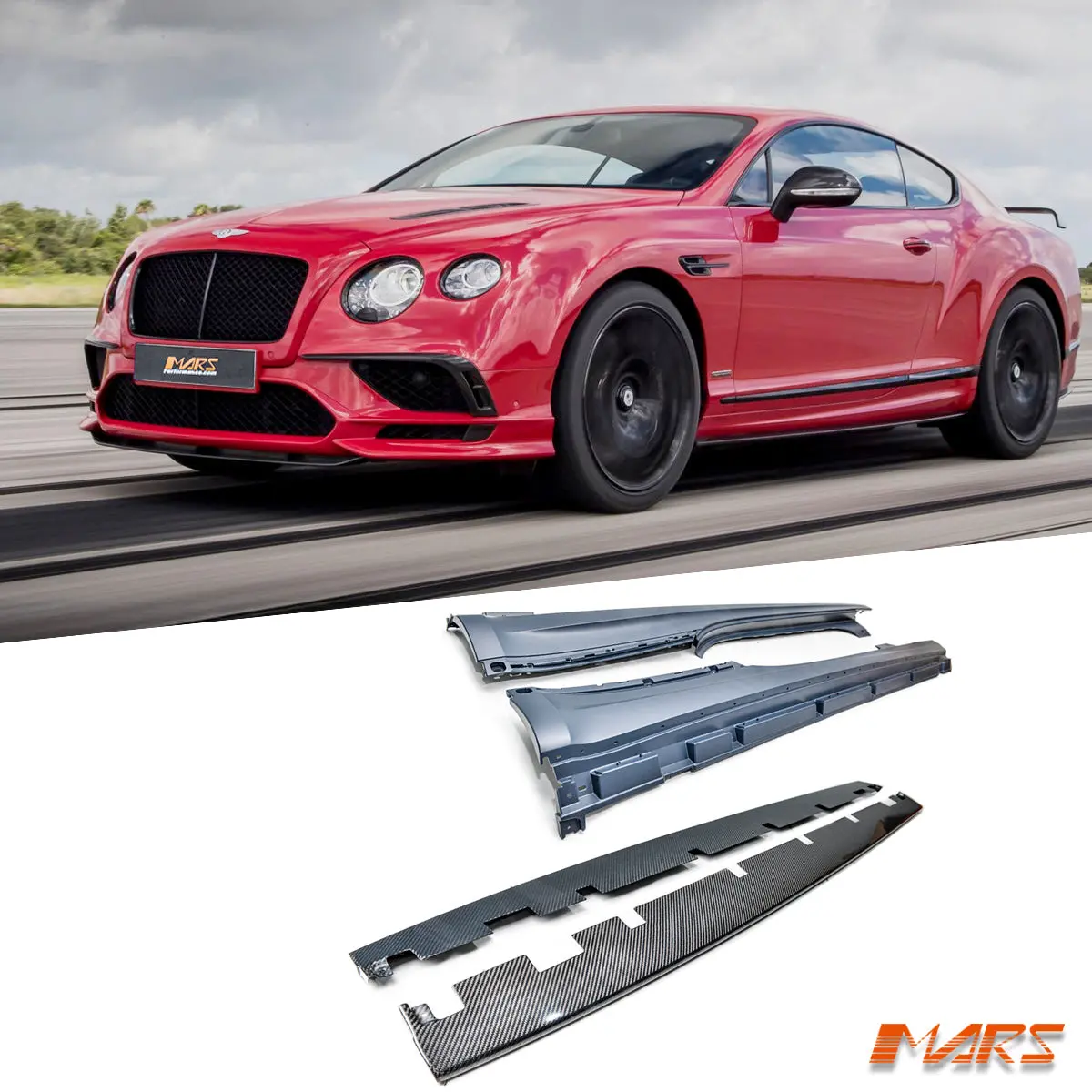 Supersports Style Complete Side Skirts Bodykit With Carbon Lip Spoiler For Bentley Continental 3W Coupe 2012-2018 1