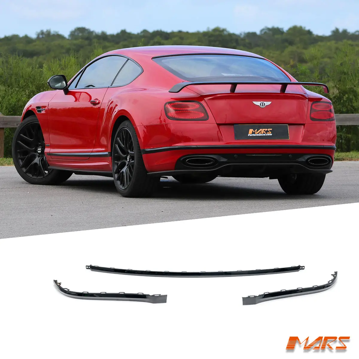 Gloss Black Rear Bumper Bar Moulding Stripes Trim Bodykit For Bentley Continental Gt 3W 2016-2018 1