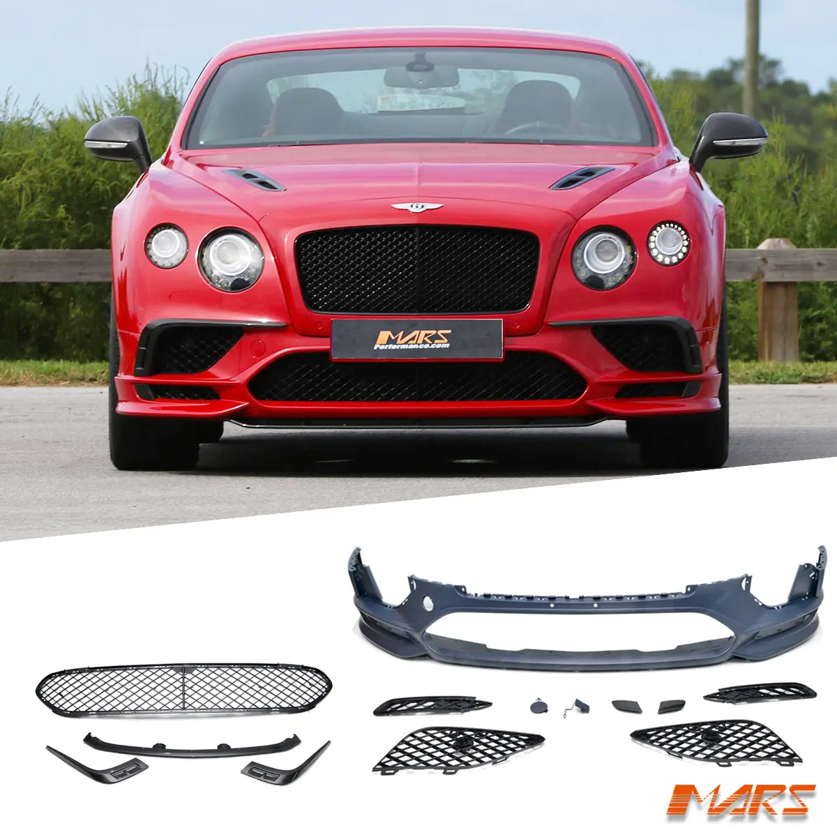 Supersports Style Complete Front Bumper Bar Bodykit With Carbon Spoilers For Bentley Continental 3W Coupe 2016-2018 1
