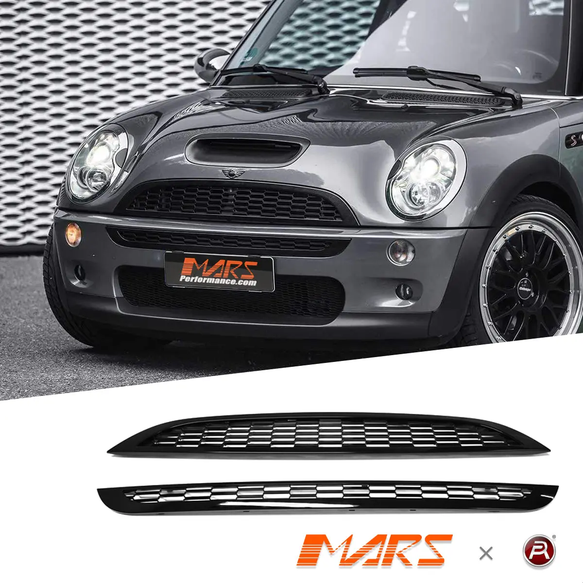 Black Jcw Style Abs Front Grill For Mini Cooper & Cooper S 2001-2006 R50 R51 R52 R53 1