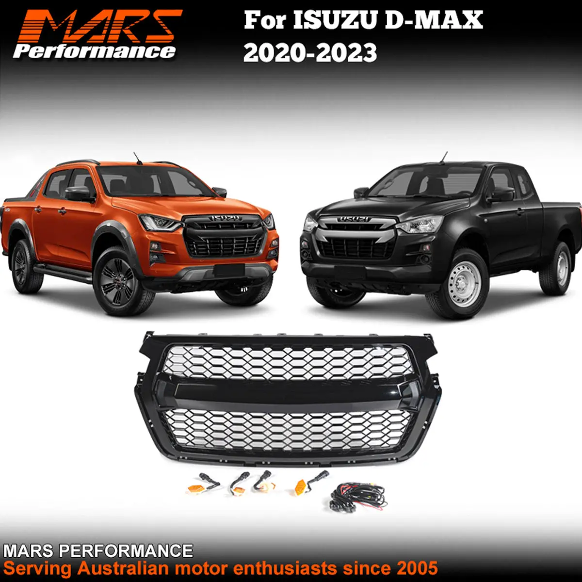 Gloss Black Front Bumper Bar Grille Grill Mesh Bodykit With Led Drl For Isuzu D-Max Ute 2020-2023 1