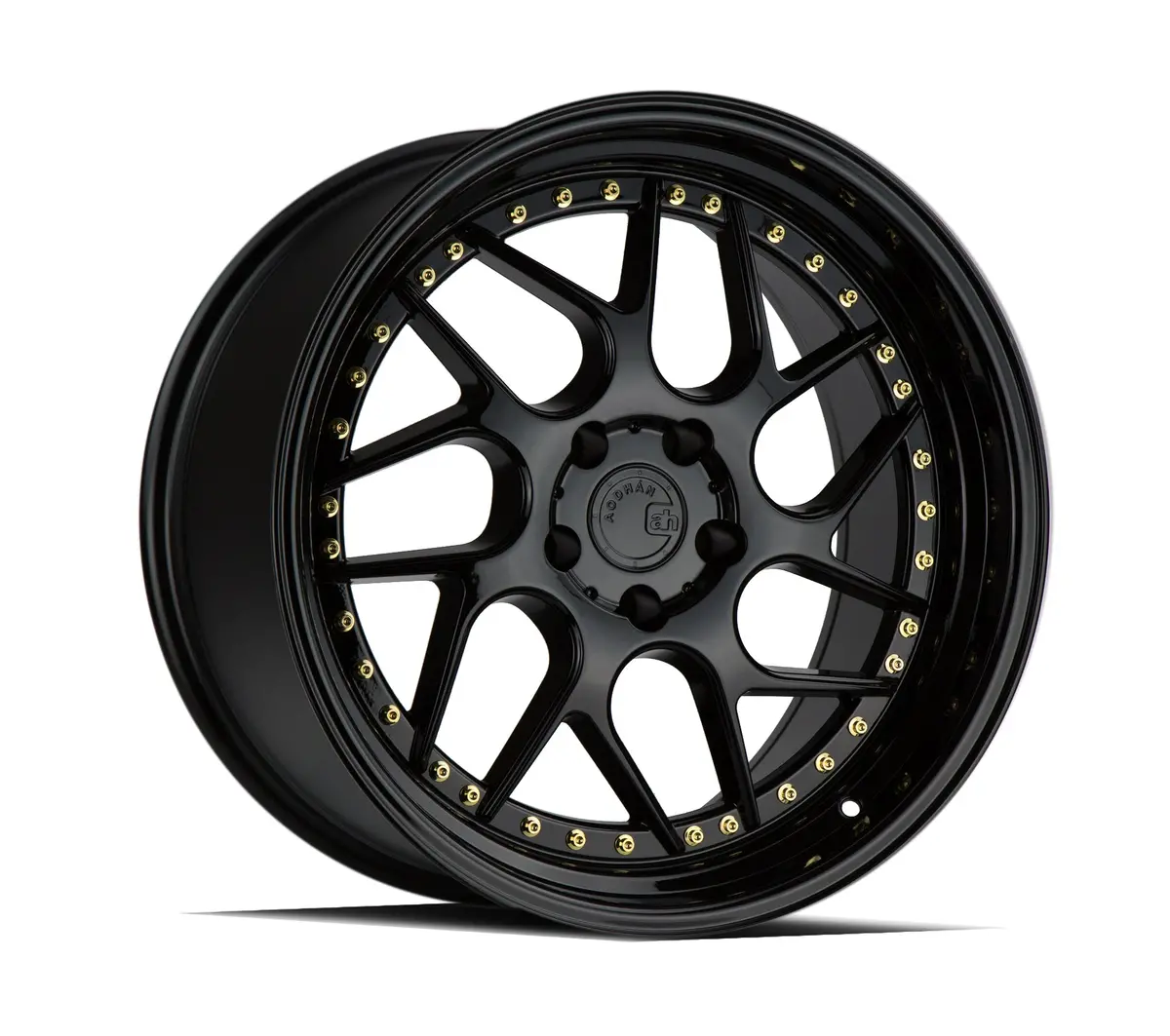 Aodhan Wheels Ds01 Gloss Black Gold Rivets 1