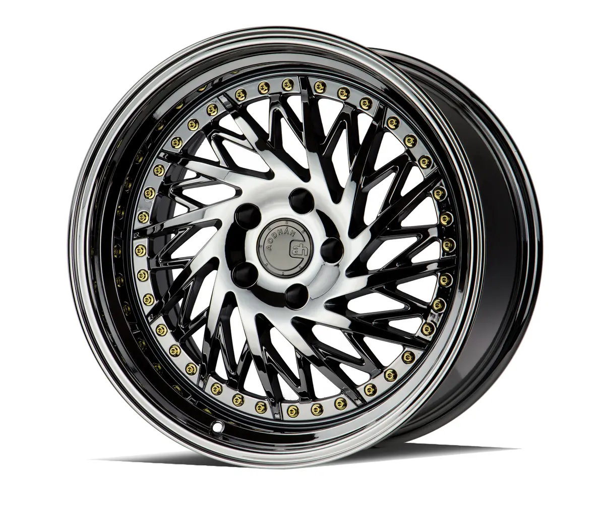 Aodhan Wheels Ds03 Passenger Side Black Vacuum Gold Rivets 1