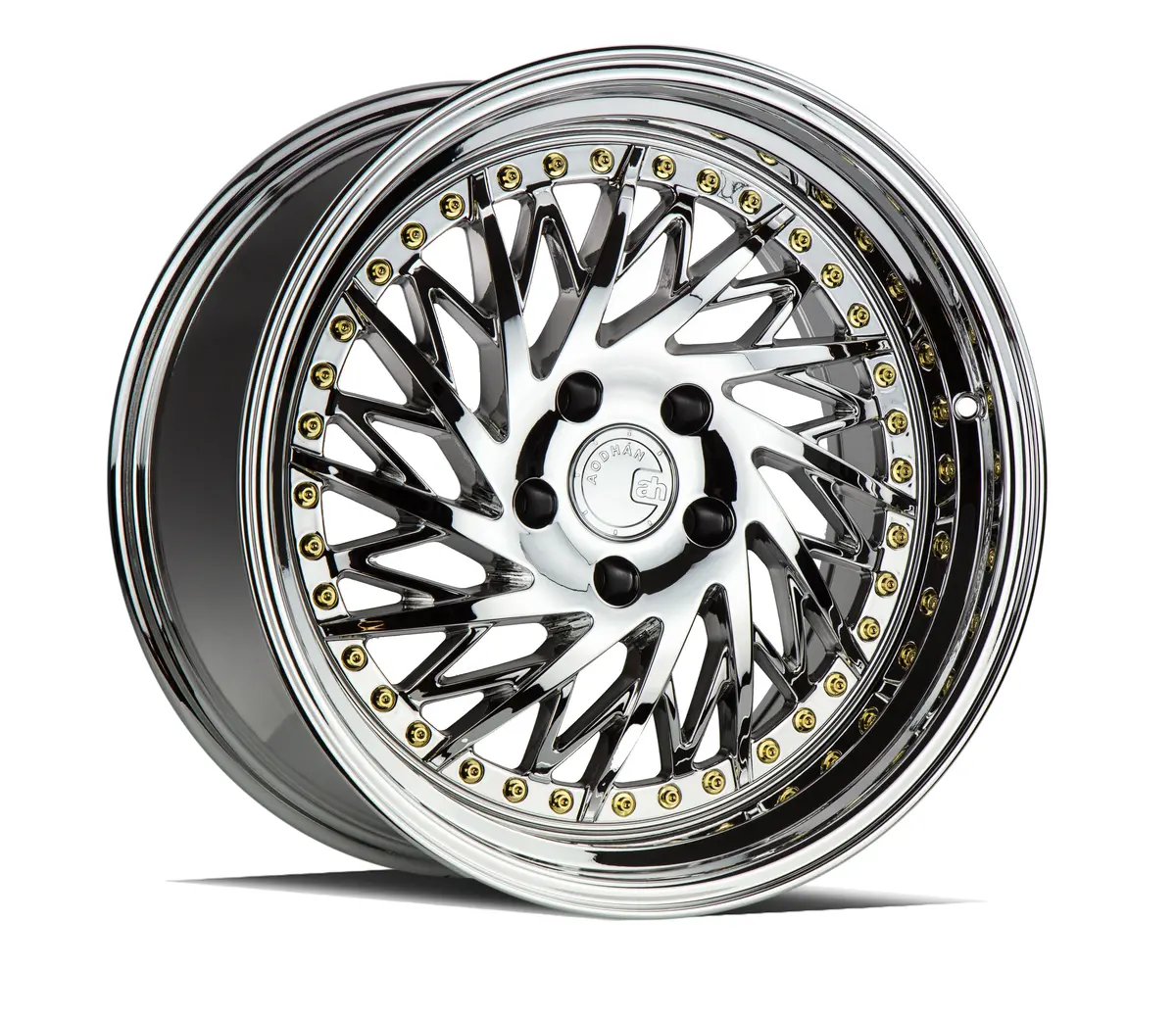 Aodhan Wheels Ds03 Driver Side Vacuum Chrome Gold Rivets 1