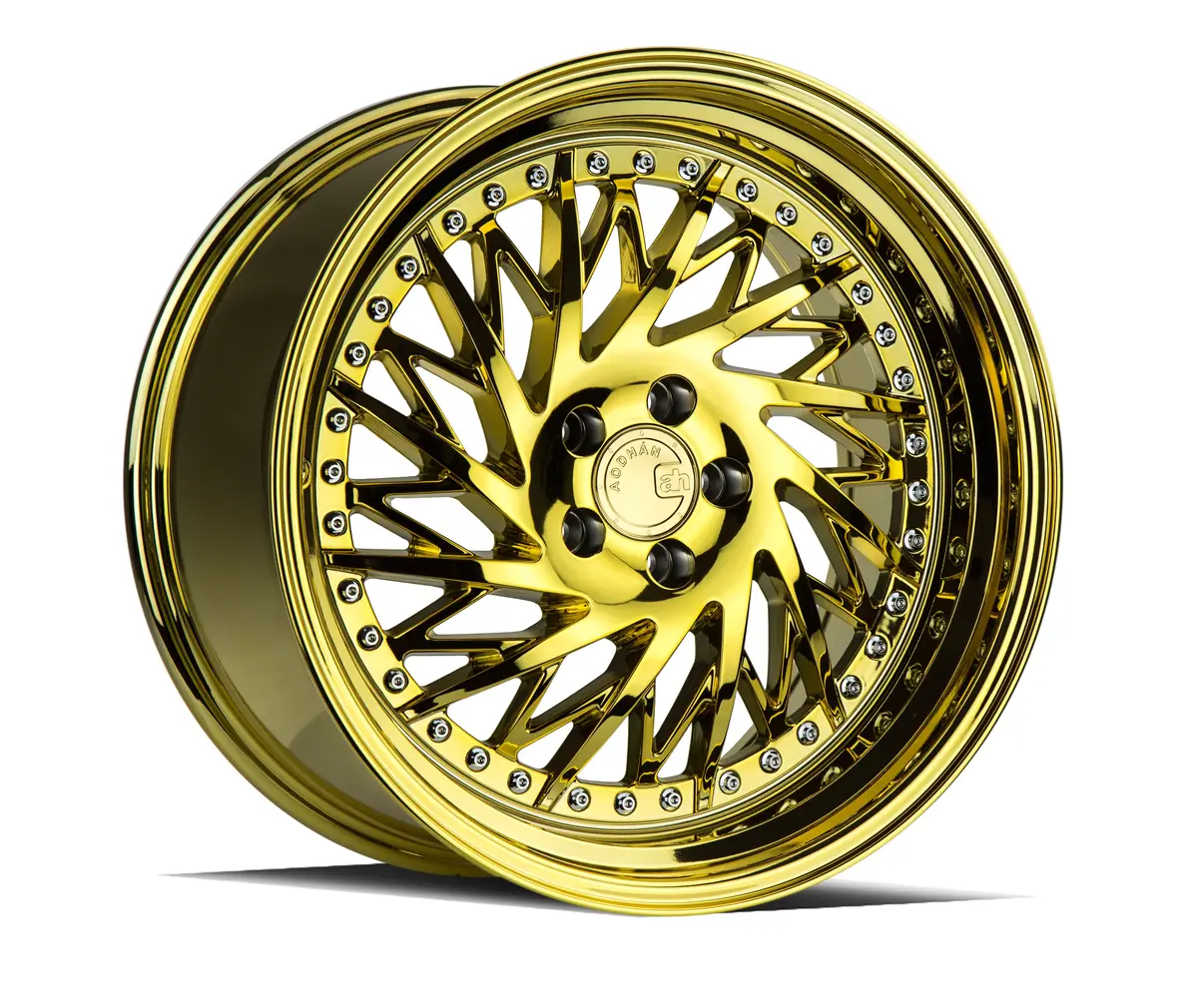 Aodhan Wheels Ds03 Driver Side Gold Vacuum Chrome Rivets 1