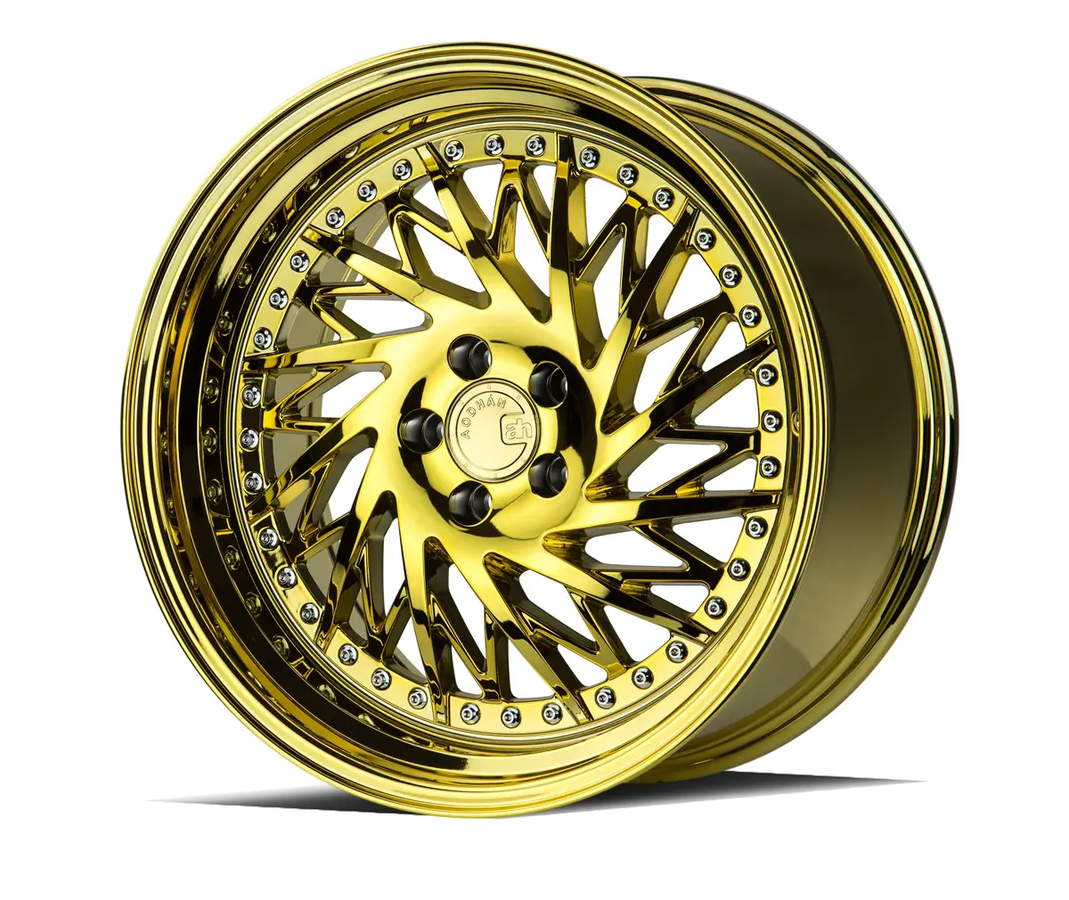 Aodhan Wheels Ds03 Passenger Side Gold Vacuum Chrome Rivets 1