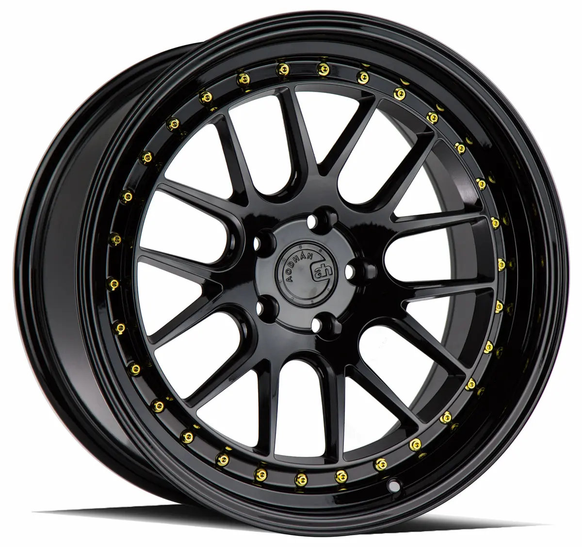 Aodhan Wheels Ds06 Gloss Black Gold Rivets 1