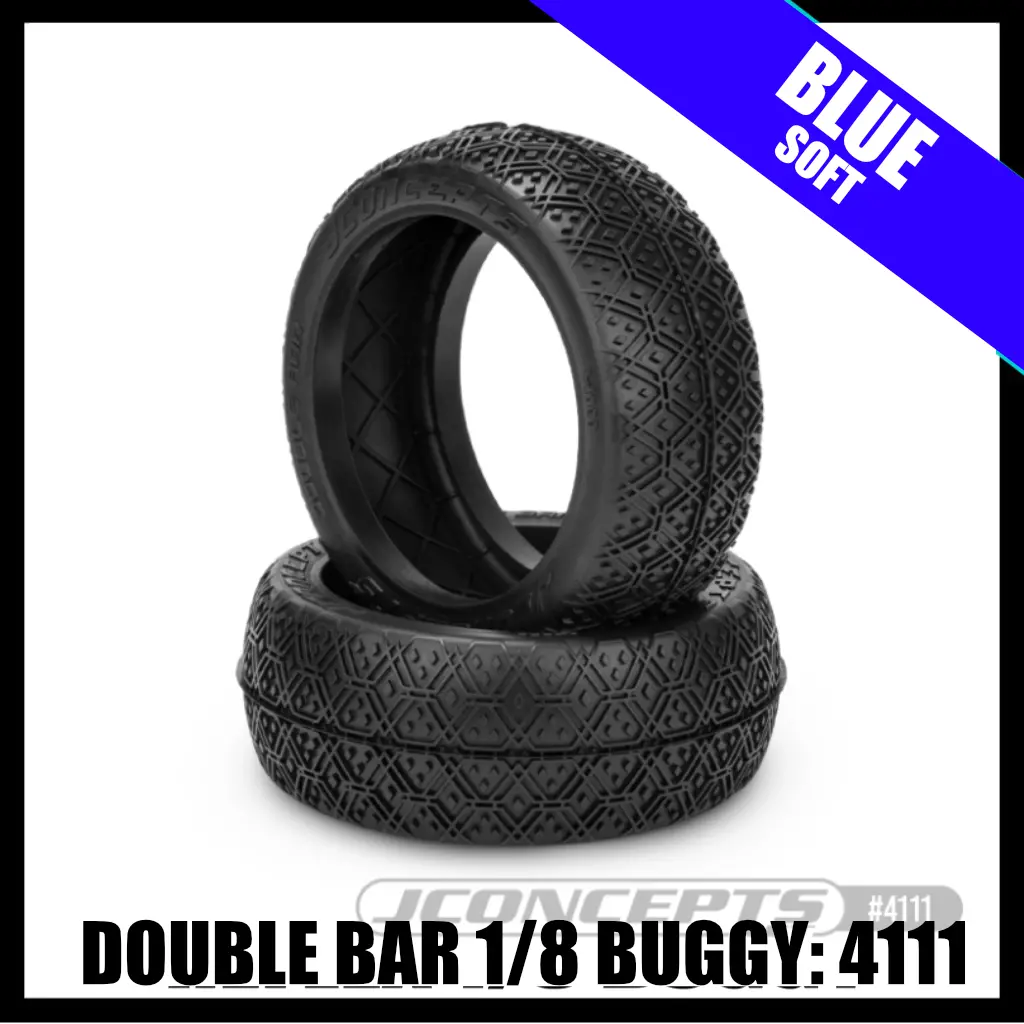 Jconcepts 4111-01 Double Bar - 1/8 Buggy Tires (2) - Blue (Soft) 1