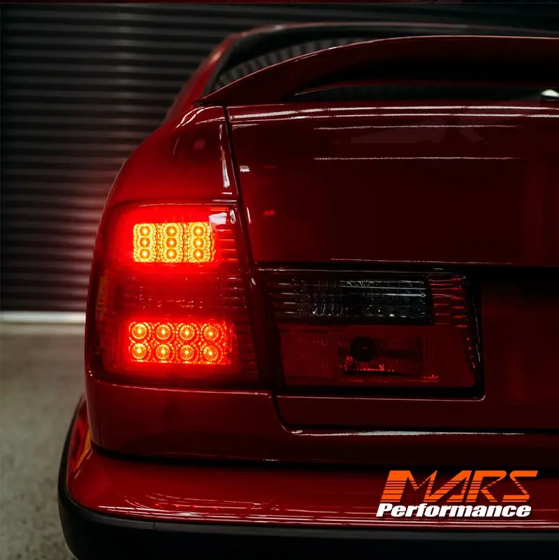 Smoked Red Led Rear Tail Lights With Trunk Garnish Panel For Bmw 5-Series E34 Sedan 1987-1996 1