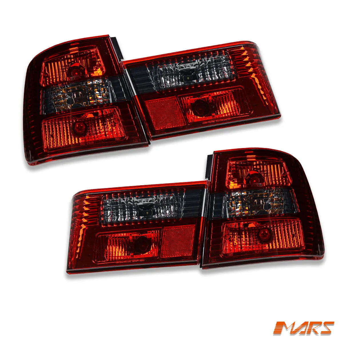 Smoked Red Rear Tail Lights With Trunk Garnish Panel For Bmw 5-Series E34 Sedan 1987-1996 1