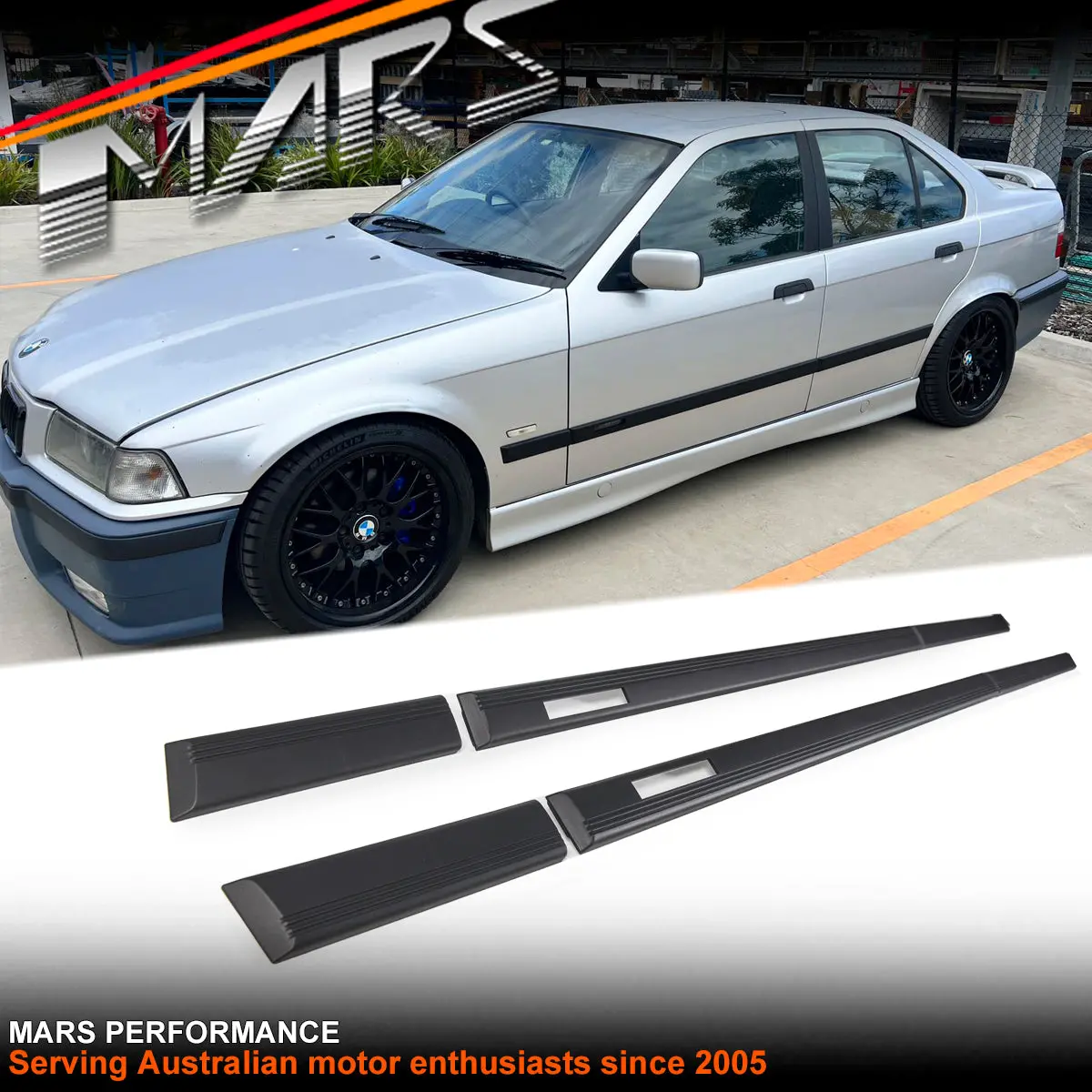 M3 Style Door & Bumper Side Stripe Moulds Molding Bodykit For Bmw 3 Series E36 4 Doors Sedan 1991-1997 1