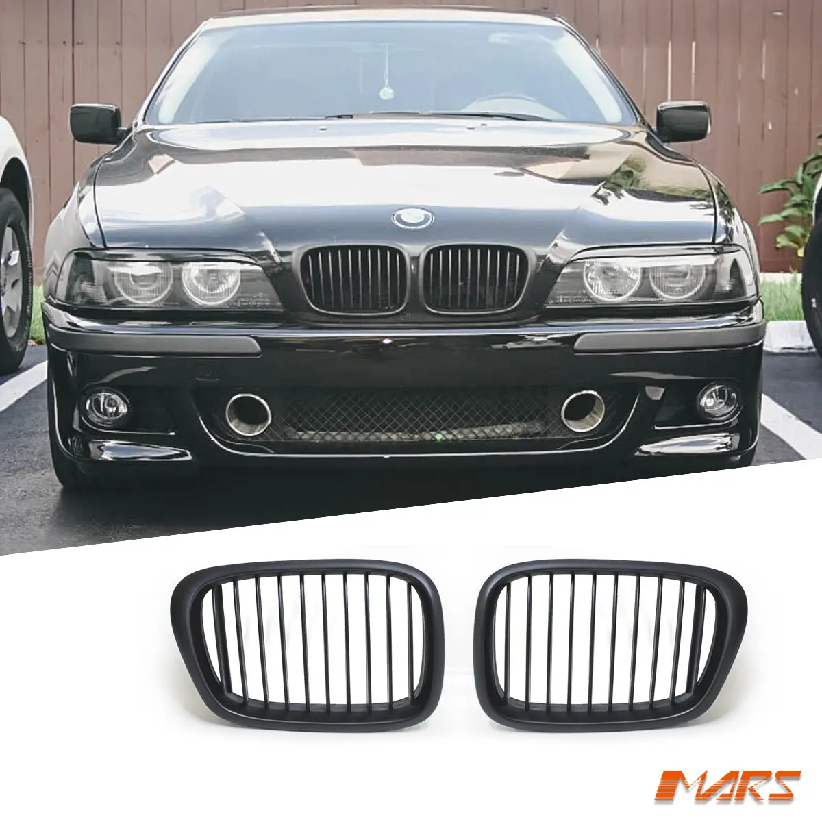 Matt Black M5 Style Front Kidney Grille Grill Bodykit For Bmw 5-Series E39 Sedan & Wagon 1995-2003 1