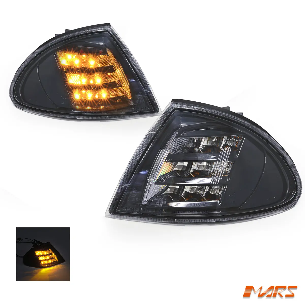 Black Led Front Bumper Bar Corner Turn Signal Indicator Lights For Bmw 3-Series E46 Sedan 1998-2001 1
