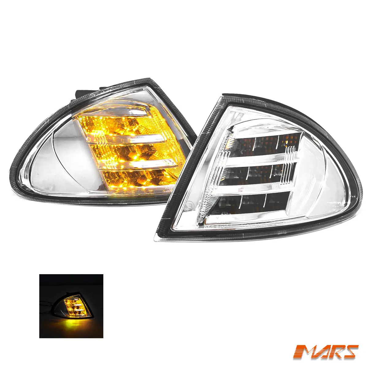 Clear Led Front Bumper Bar Corner Turn Signal Indicator Lights For Bmw 3-Series E46 Sedan 1998-2001 1