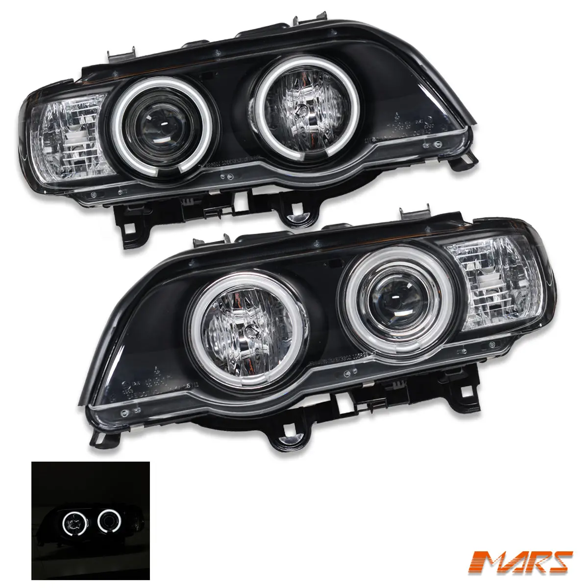 Black Ccfl Angel Eyes Projector Head Lights For Bmw X5 E53 Pre Lci 2000-2003 1